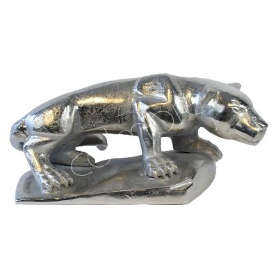 Dekorativer Jaguar Aluminium roh / Nickel 53x20x25 cm