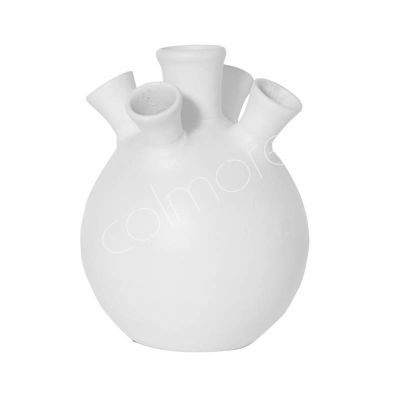 Vase 5 Mund ALU ROH/WEISS MATT 21x21x28