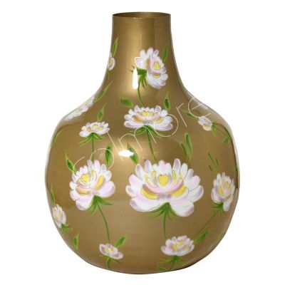 Vase handbemalt mit Blumen Goldemail IR 41x41x54