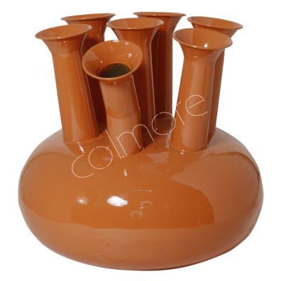 Vase 7 Mündungen Papaya Emaille IR 39x39x38