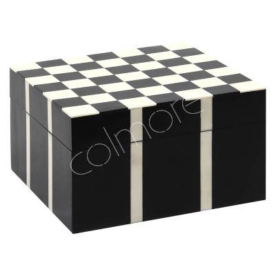 Box mit Deckel schwarz/weiß RESIN 21x21x12