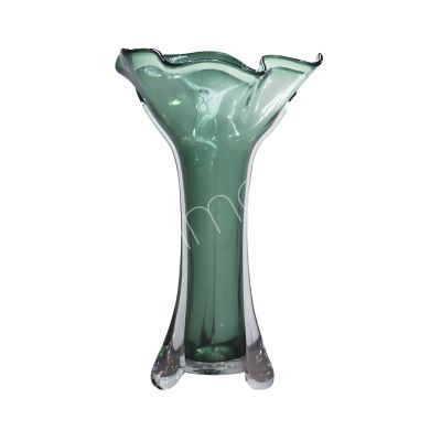 Vase mundgeblasenes grünes Glas 25x24x42