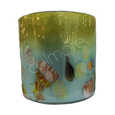 Vase mundgeblasenes Aquarium blau/mehrfarbiges Glas 20x20x20