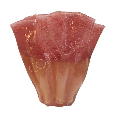 Vase mundgeblasenes rosa/orangefarbenes Glas 22x21x19