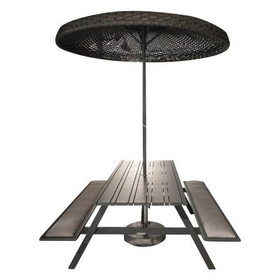 Outdoor-Picknicktisch-Sonnenschirm Marmorsockel schwarz ALU185x173x76
