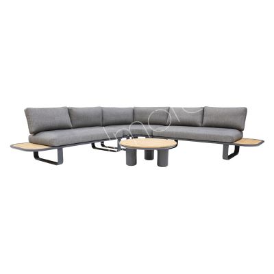 Outdoor-Sofa dunkelgrau mit Couchtisch Alu/Seil 256x256x65