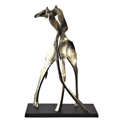Skulptur Giraffen abstrakt MESSING/SCHWARZ 42x22x65