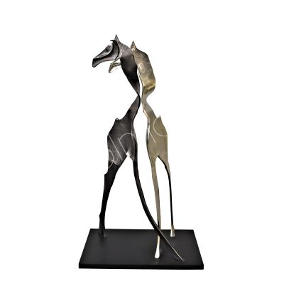 Skulptur Giraffe abstrakt ANT.NI/SCHWARZ Holzsockel 92x60x170