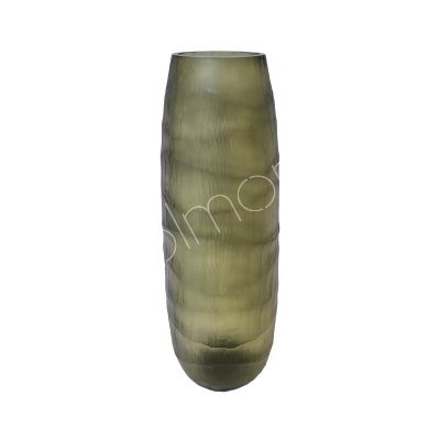 Vase mit Schneidglas grau/creme 13x13x39