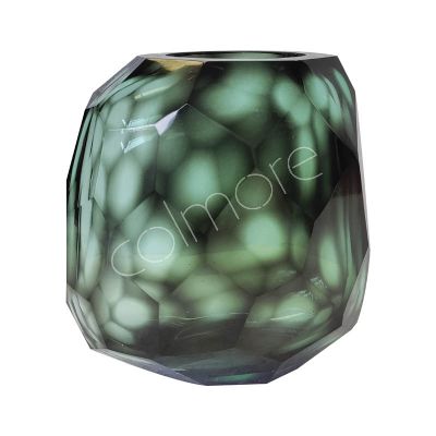 Vase facettiertes Glas grün/klar 18x14x18