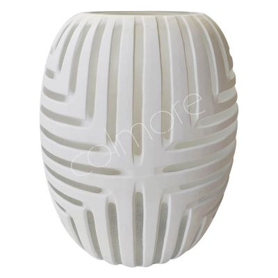 Vase mit Schneidglas weiß/klar 23x23x31,5
