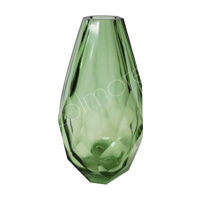 Vase facettiertes Glas hellgrün 10x10x21