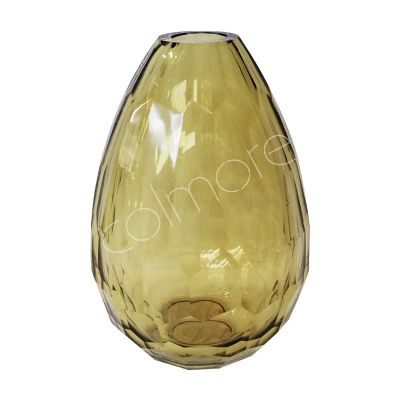 Vase facettiertes Glas gelb 15x15x23,5