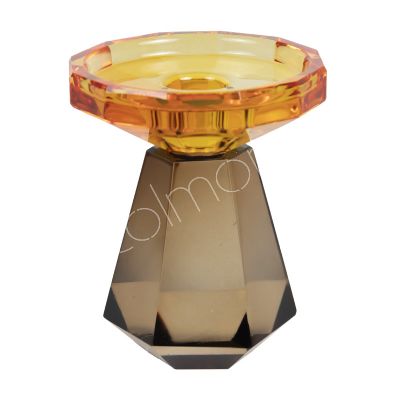 Kerzenhalter aus neutralem, mehrfarbigem Kristallglas, 9 x 9 x 12 cm