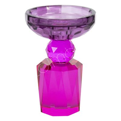 Kerzenhalter aus hellem, mehrfarbigem Kristallglas, 9,5 x 9,5 x 14 cm