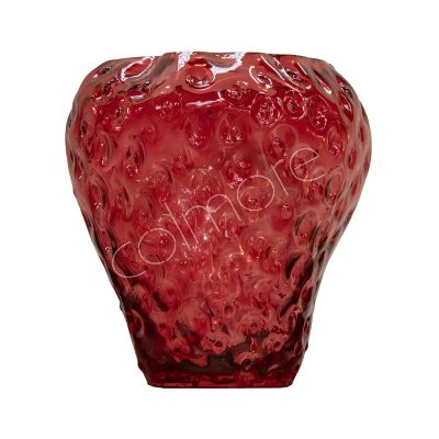 Vase Erdbeere klares rotes Glas 19,5x19,5x20