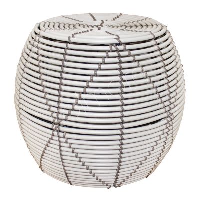 Hocker weiß beige PE Rattan 36x36x31