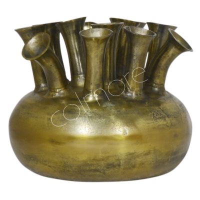 Vase 12/Mündung ALU RAW/ANT.GOLD 49x49x43