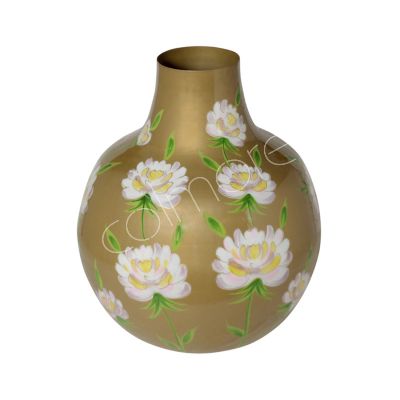 Vase handbemalt mit Blumen Goldemail IR 35x35x43