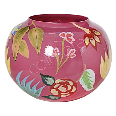 Vase fuchsia handbemaltes Emailleglas 30x30x23