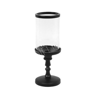 Kerzenhalter mit Glas ALU/SCHWARZ 11x11x31