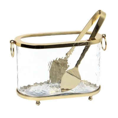 Eiskübel mit gehämmertem Glas BR/GOLD 21x11x14