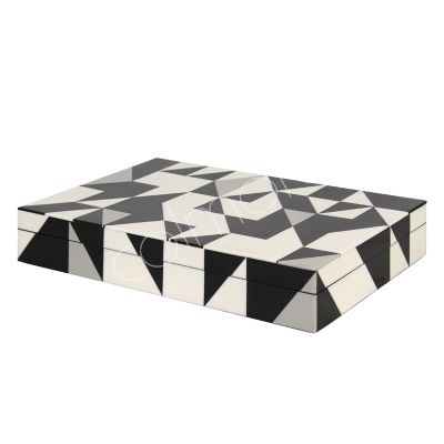 Box mit Deckel schwarz/weiß/gold HARZ/HOLZ 30x20x5