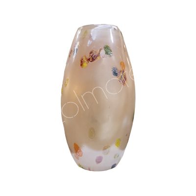 Vase mundgeblasenes Perlrosa/Multicolor-Glas 17x14x31