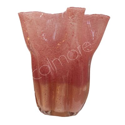 Vase mundgeblasenes rosa/orangefarbenes Glas 26x23x29