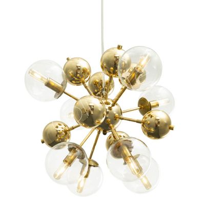Deckenlampe mit 8 Lampen gold METAL/Klarglas 65x65x160