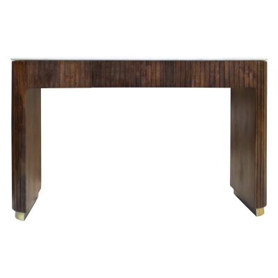 Schreibtisch Capri braunes Holz mit weißer Marmorplatte 130x50x81