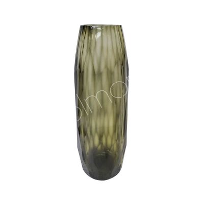 Vase facettiertes Glas grau/creme 13x13x39