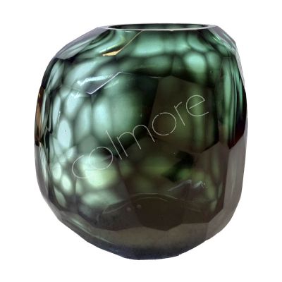 Vase facettiertes Glas grün/klar 27x18x27