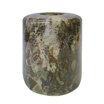 Vase Glas mit Antiksilber 23x23x31