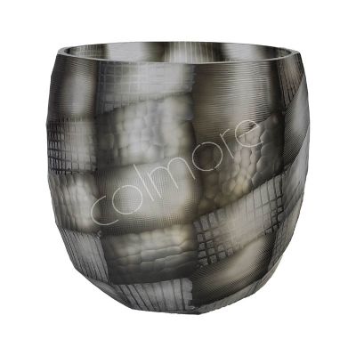 Vase mit Schneidglas klar/grün 19x19x20