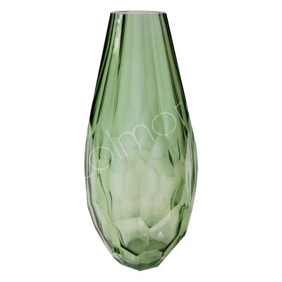 Vase facettiertes Glas hellgrün 11x11x26,5