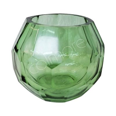 Vase facettiertes Glas hellgrün 12x12x11