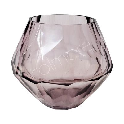 Vase facettiertes Glas rosa10x10x11