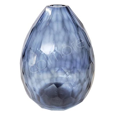 Vase facettiertes Glas grau/hellblau 23,5x23,5x32,5