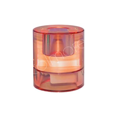 Votivkerze aus orangefarbenem Kristallglas 6x6x6