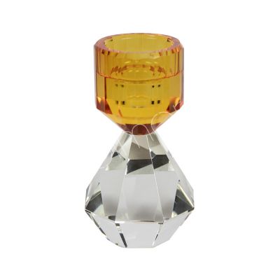 Kerzenhalter aus neutralem, mehrfarbigem Kristallglas, 8 x 8 x 14 cm