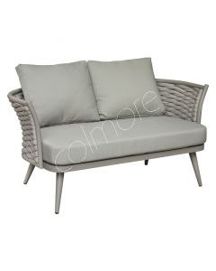 Outdoor-Sofa taupe gewebt ALU/ROPE 145x81x70