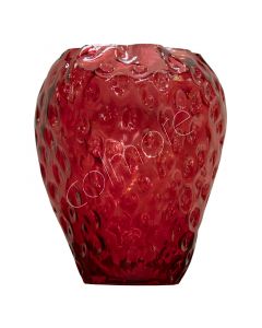 Vase Erdbeere klares rotes Glas 23x23x26